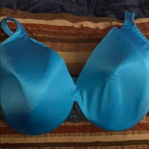Sky blue, black lace Cacique Bra size 38G